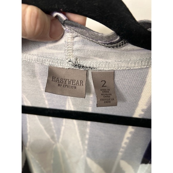 Chico's Easywear Abstract Print Open Cardigan Sweater Chicos Blue Purple Size 2 - Picture 9 of 9